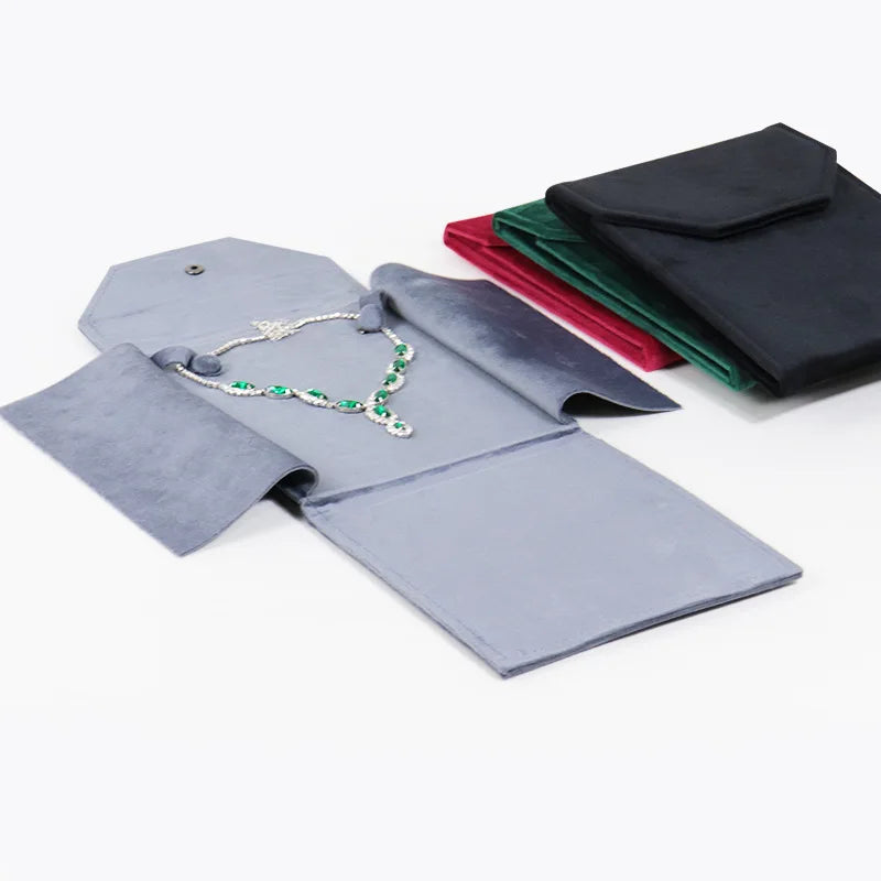 SSeeSY Folding Luxury Velvet Earrings Necklace Ring Portable Storage Bag case Box Custom Jewelry Packaging