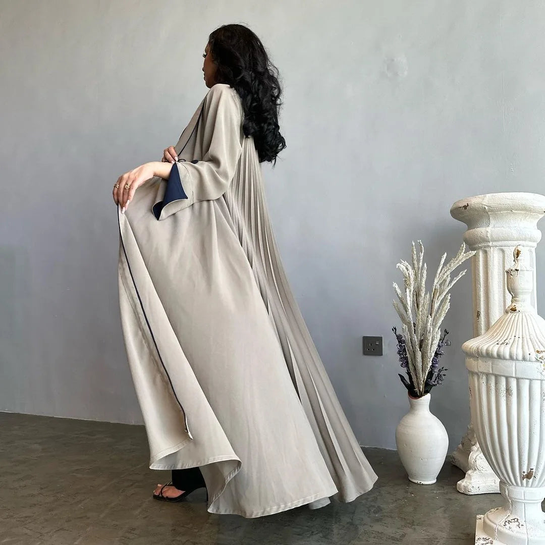 2023 Elegant Long Robe Islamic Dubai Turkey Muslim Women Hijab Abaya Long Sleeve Open Abaya Modest Dress