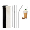 Custom Colorful Stainless Steel Metal Straws Reusable Drinking Straw Set With Bag for Bubble Tea Milk Smoothie