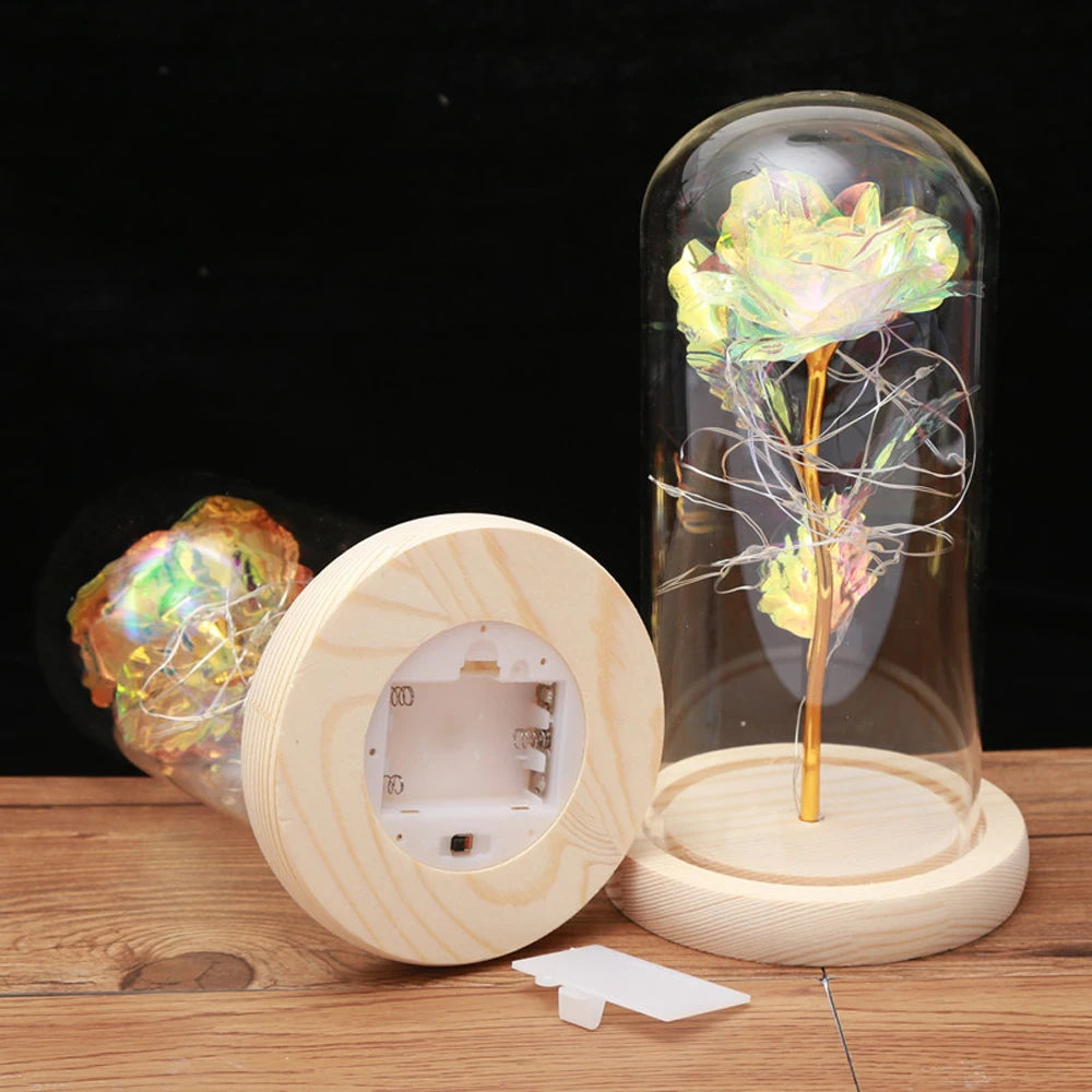Rose Flower Creative Mother's Day Gift Glowing Simulation Immortal Flower Led Table Lamp for Decoration Bed Light