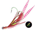 TAKEDO 5Pairs MARUSEIGO 28# Jigging Assist Hooks Sea Fishing Hook 0.45MM Fluorocarbon Line Luminous Silicone Skirts for Cod Bass