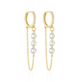Fashion Earrings Jewelry 925 Sterling Silver Earrings Round Diamond Zircon Chain Tassel Gold Plated Hoop Earrings Women
