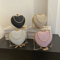 2025 New Fashion Crossbody Bag Soft PU Lining Chain-Linked Heart-Shaped Shoulder Strap Diamond-Inlaid Metal-Portable handbags