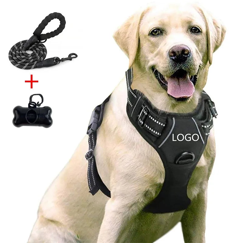 New Custom Mix Color Size No Pull Adjustable Dog Vest Reflective Nylon Large Buckle Reversible Dog Harness With Leash