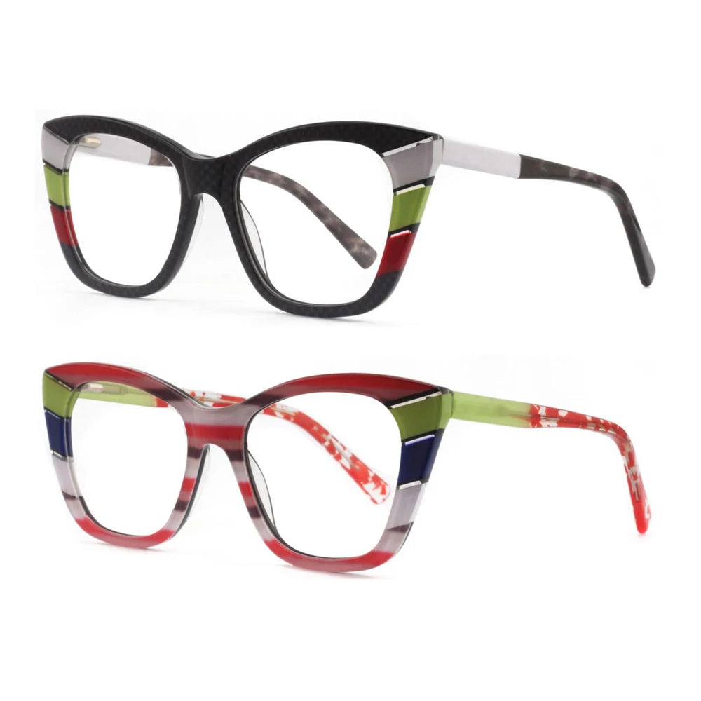 Fashion Cat Eye Glasses Frame Colorful Mixed Acetate Eyeglass Frames Manufacturers Price
