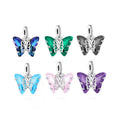 New 925 Sterling Silver Colorful Murano Stone Butterfly Dangle Beads Charm Fit Bracelets Jewelry Making
