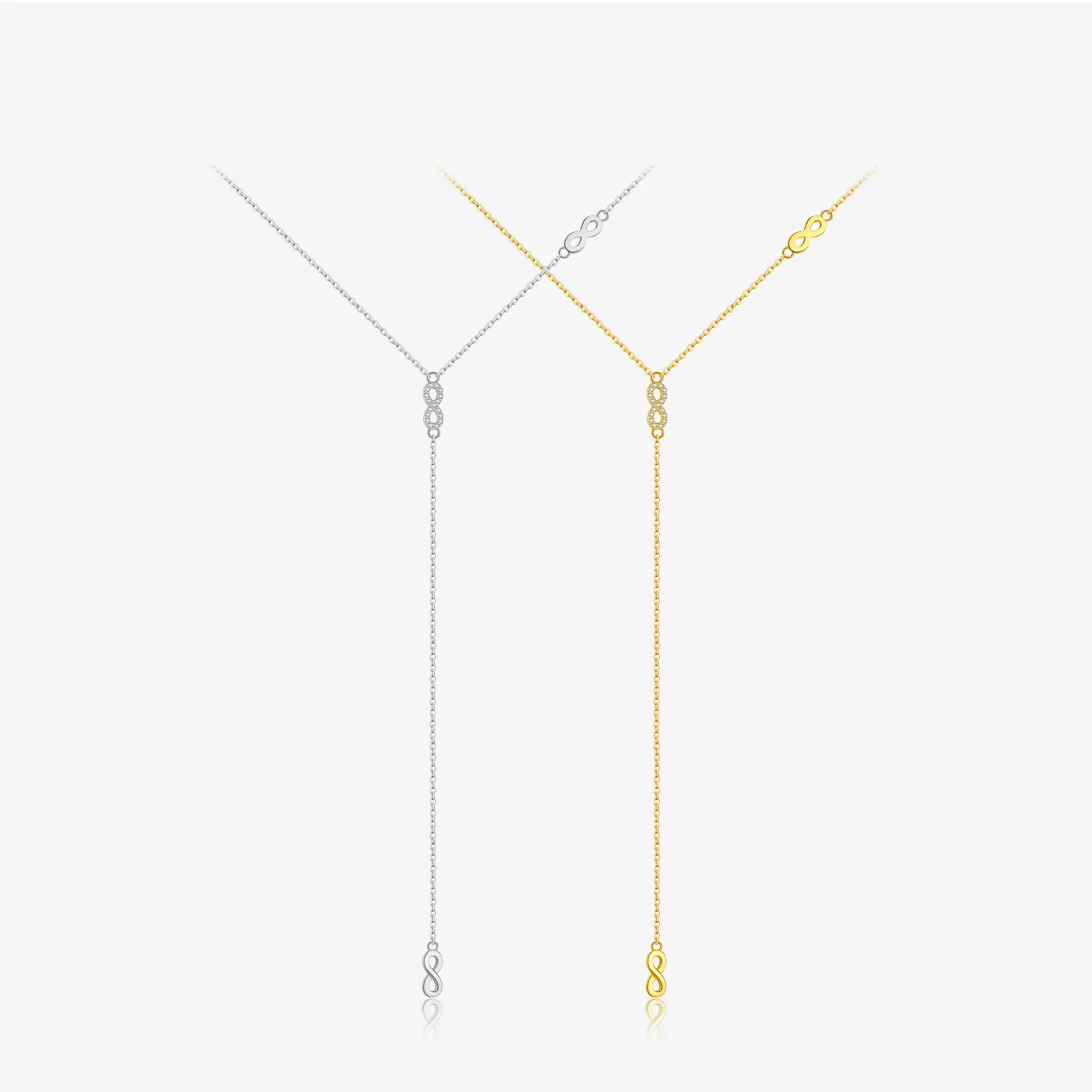 FUAMAY Fashion Classic Infinity Necklace for Women Dainty 18K Gold Plated 925 Silver Pave Lariat Infinity Necklace