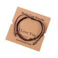Mama Sister Inspirational Gift Adjustable Handmade Braided Beaded Agate Bracelet I Love You Morse Code Bracelet for Couple