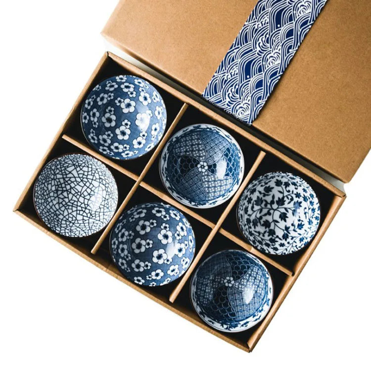 Hot Sale Japanese Blue and White Porcelain Bowl Set Customized Technique Sustainable Feature Perfect Tableware Gift