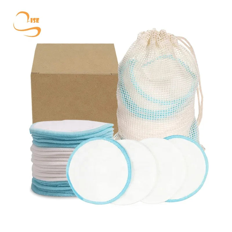 3.15" Round Reusable Bamboo Cosmetic Cleansing Pads Organic Laundry Bag Soft Girls Facial Pads Ecofriendly