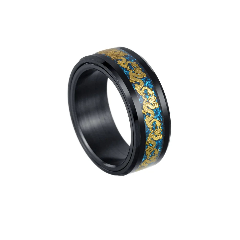 Fashion Jewelry Rings Anillos Para Hombre Stainless Steel Black Spin Anxiety Rings