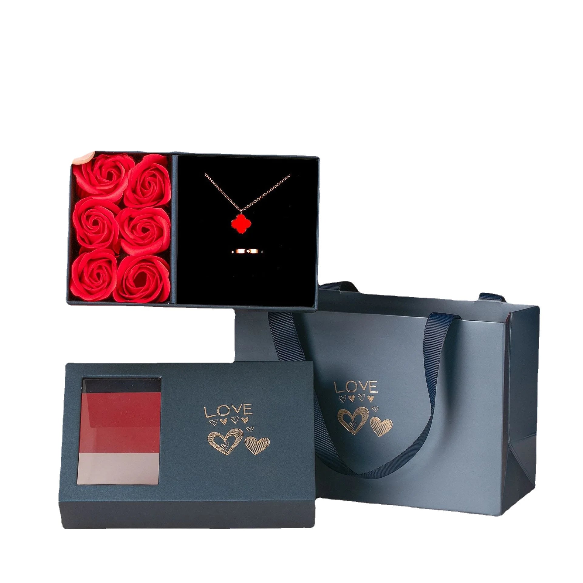 Six Flower Manufacturers Spot Romantic Valentine's Day  Jewelry Box Eternal Life Flower Soap Flower Gift Box Wholesale
