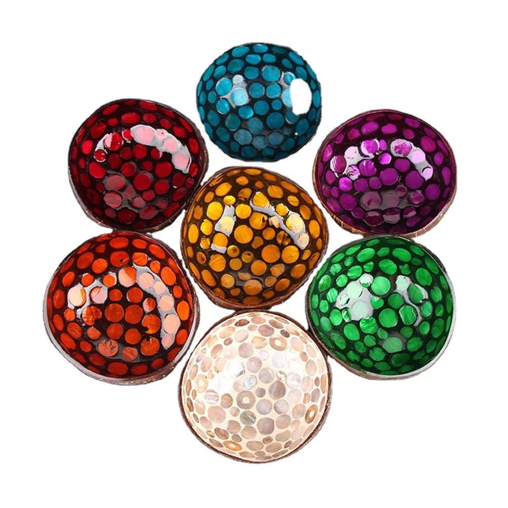High Quality Custom Coconut Bowls Set Mother of Pearl Bowl Art Handmade Vietnamese Lacquer Coconut Shell Bowls