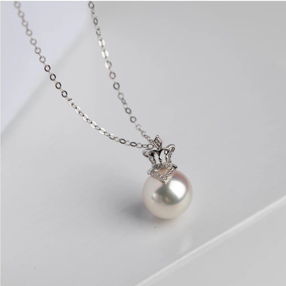 Opulent Masterpiece 18K Real Gold Seawater Akoya Pearl Diamond Pendant Adjustable Link Chain Custom Personalized