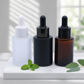 Custom Amber Black Glass Serum Bottle 1oz 30ml for Skincare Body Oil Moisturizing Dropper