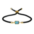 Cheap Price Sky Blue Opal Charms Black Rope Bracelets for Women Gift Jewelry