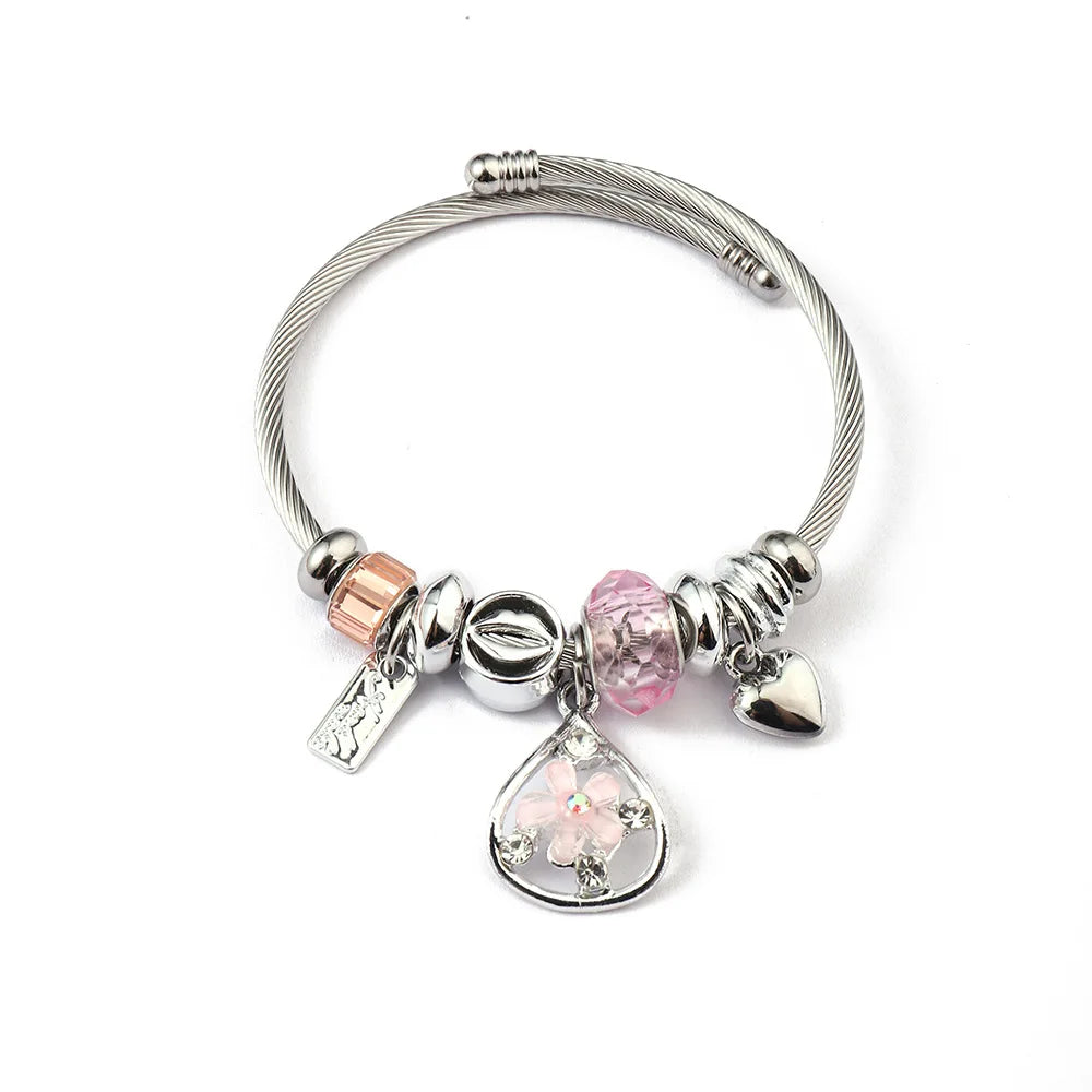 YL Hot Selling Stainless Steel Bracelet Crystal Beads Fashion Charm Bracelets for Cross-Border Festival Exhibition