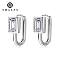 Fine Jewelry Earring Fashion Designer 925 Sterling Silver Minimalist 5*7mm 1.2ct Emerald Cut Moissanite U-shaped Hoop Earrings