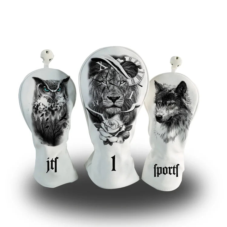 Factory Price PU Leather Custom Pattern Driver Wood Hybrid Headcover With Number Plate