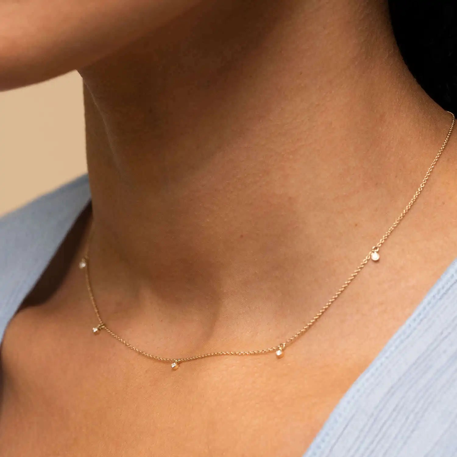 Fashion Jewelry 18K Gold Plated Stainless Steel Pendant Necklace  Zircon Necklace