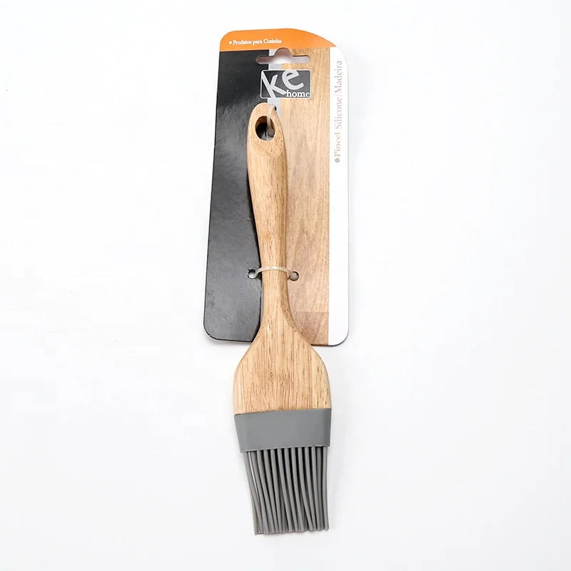 Silicone Basting Brush Wooden Handle Heat Resistant Pastry Brushes Spread Oil Butter Sauce Marinades for BBQ Grill Barbeque