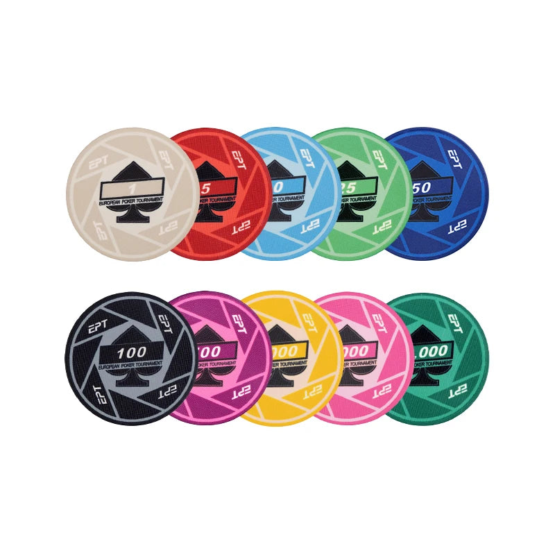 YH Casino Quality Ceramic Ept Poker Chips Round Poker Chips Set with Aluminum case