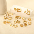 Wholesale Simple Stainless Steel Jewelry Triangle/Hexagon/Square/Star/Heart-Shaped Chic Geometric Hoop Earrings for Women Men