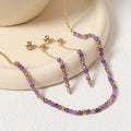 Stainless Steel Colorful Natural Stone Beaded Earring Necklace Tiny Gemstone Beaded Layering Summer Jewelry Set