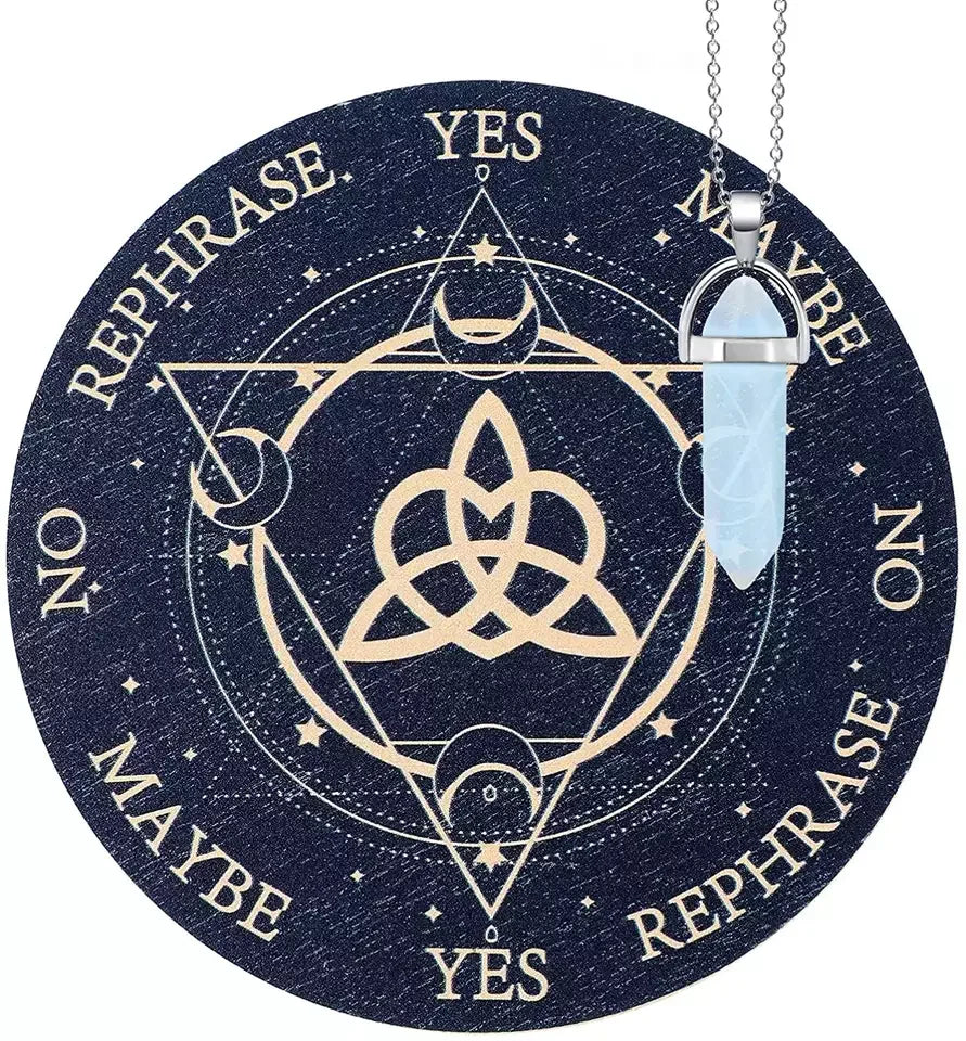 Metaphysical Message Polished Round Wooden Dowsing Divination Pendulum Board for Witchcraft Wiccan Altar