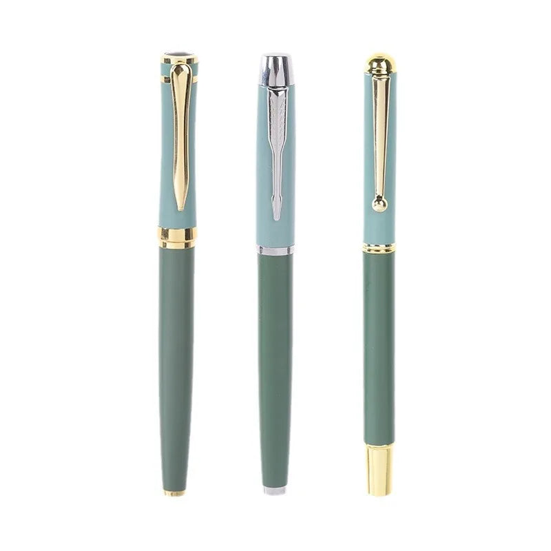 Good Quality Promotional Personalized Custom Logo Premium Luxury Black Ink Green Metal Gel Pens Wholesale