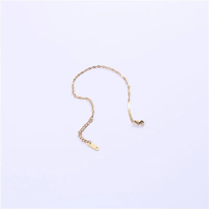 Fenny 18K PVD Gold Plated Wholesale Waterproof Permanent Simple Water Ripples Chain Stainless Steel Bracelet Trendy for Women