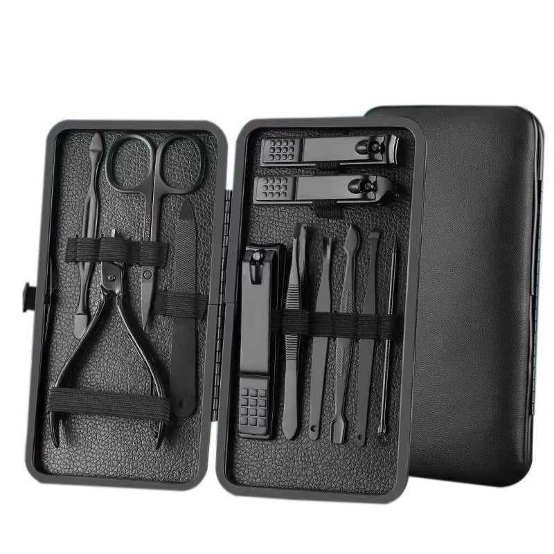 Black Color 18 16 12 10 7pcs Nail Clipper Set Manicure & Pedicure Set Kit Finger Foot Care Set Gift