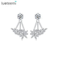 LUOTEEMI Cubic Zirconia Elegant Statement 2026 Flower Petal Korean Double Stud Piercing Designer Earring