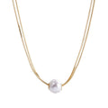 Wholesale Modern Other Fashion Trendy Stainless Steel 18k Gold Plated Chain Pearl Bead Charm Necklace Jewelry for Women