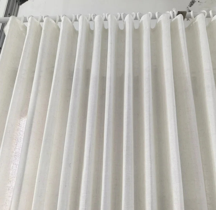 XinLan Solid Project Curtains for Hotel Flame Retardant Faux Linen Blackout Drapery with Shape Memory