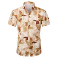 RNSHANGER Summer Men's Hawaiian Shirts Casual Flores Fragmentadas Print Short Sleeve Hawaiian Beach Clothes Slim Fit Shirts