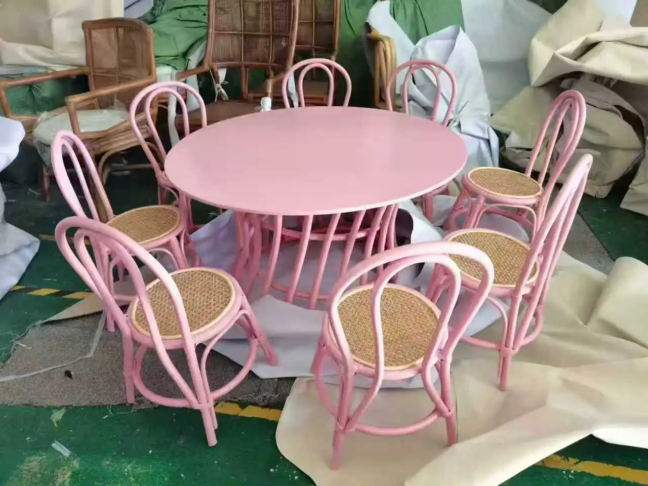 Outdoor Garden Rattan Blue Chairs Natural Rattan Kids Chairs Tables for Parties Outdoor Bedroom Living Room School Dining