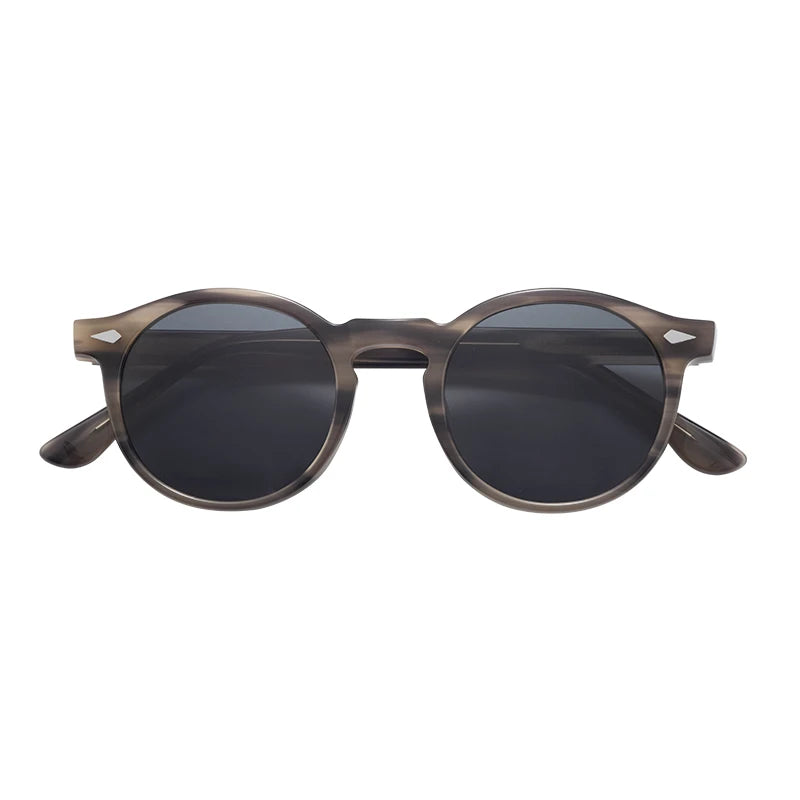 Brand Designer Mazzucchelli Acetate Sunglasses New Vintage Round Sun Glasses with Transparent or White Frame and Tac Lenses