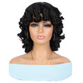 Synthetic Loose Big Curly Wigs With Bangs for Women Bouncy Curly Wigs Short Afro Curly Wigs for Daily Party Use