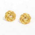 18K Gold Plated Stainless Steel Twist Knit Multi-Layer Stud Earring Trendy Geometric Shape Jewelry Wholesale