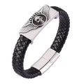 Wholesale Devil Skull Real Leather Woven Bracelet for Men Custom Logo Stainless Steel Magnetic Clasp Bracelet