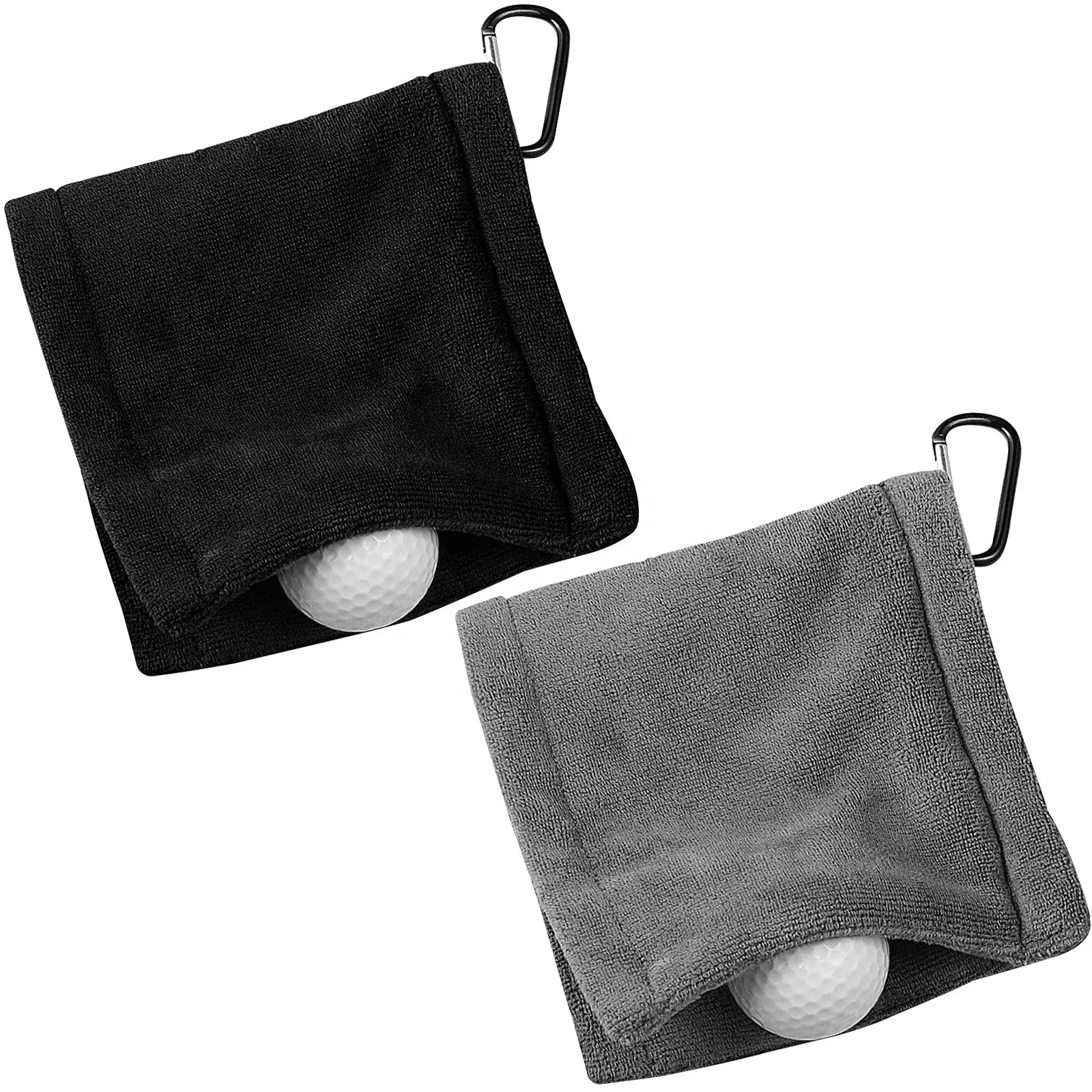 Wholesale Custom Printed Embroidery Golf Ball Cleaning Tool Small Towel Golf Ball Cleaning Towel With Hook Portable