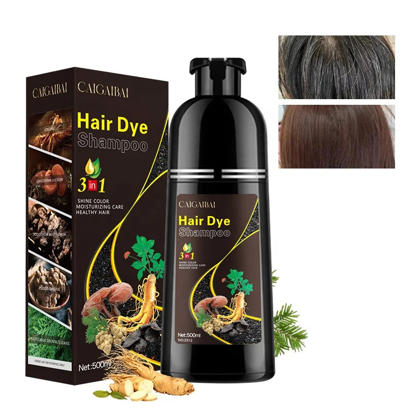OEM Private Label 3 in 1 Instant Black Brown Grey Coverage Darkening Hair Dye Shampoo MegaBDM