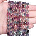 8x6mm Faceted Oval Fluorite Stone Bead Natural Colorful Rice Shape Spacer Bead for DIY Jewelry Making 7.5'' Bracelet Accessories