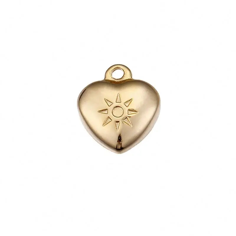 SY Custom Stainless Steel Heart Pendant with Engraved Sun Pattern Jewelry Necklace Pendant