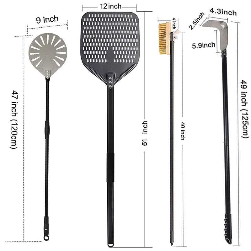 9/12/14/16 Inch Aluminum Alloy Square Hard Film Pizza Flip Shovel Oven Brush European Package Shovel Commercial