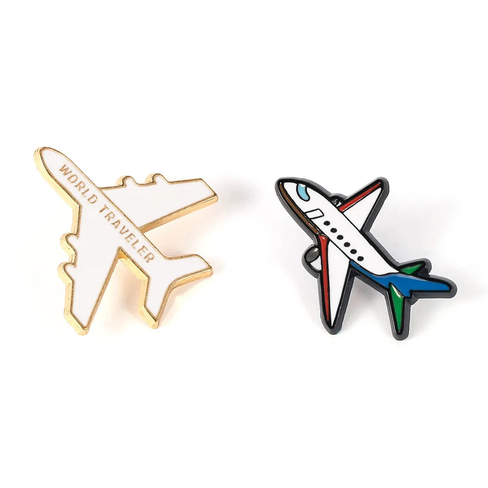 Cartoon Unique Airplane Soft Enamel Plated Pins Custom 3D Metal Pin Badges Ready to Ship
