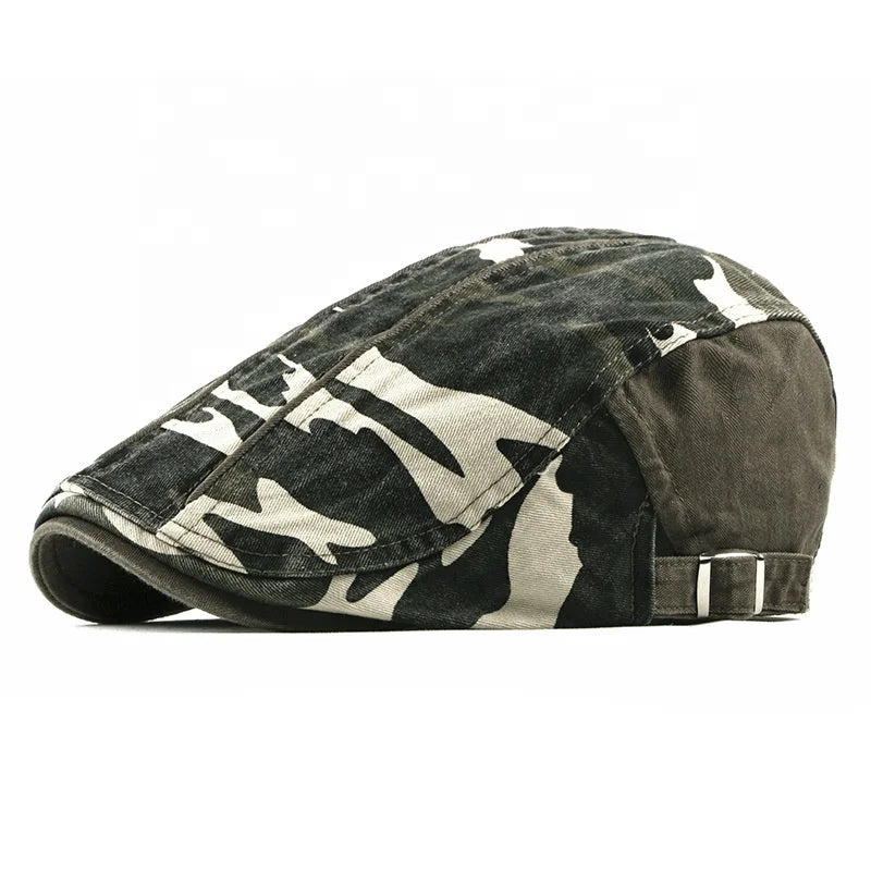 MIO New Arrival Breathable Beanie Beret Hats Camouflage Fashion Washed Newsboy Ivy Hats for Women and Men