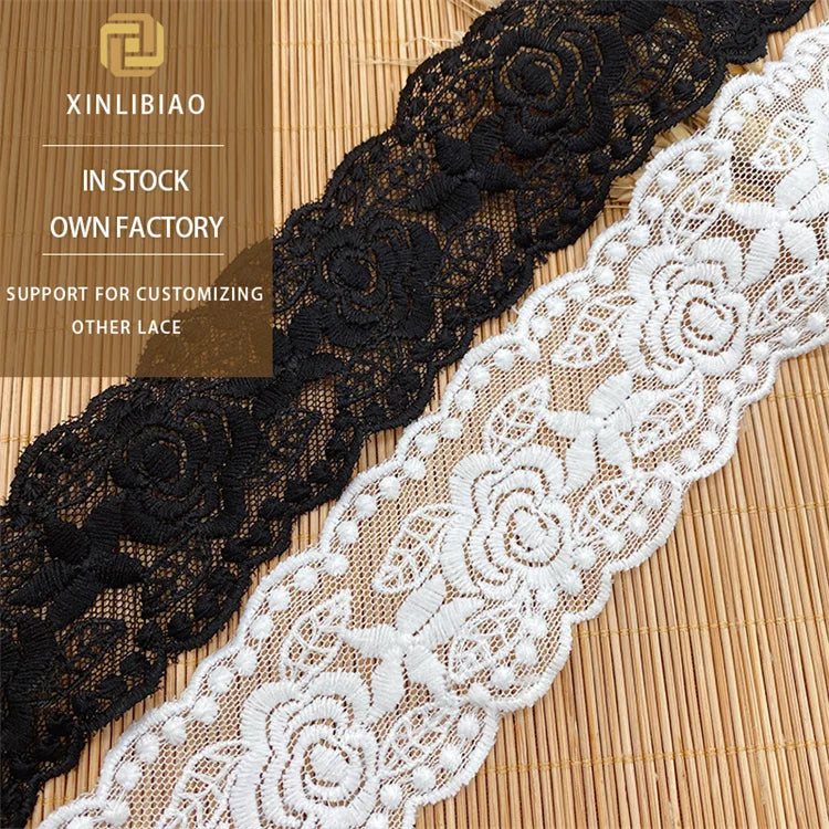 Mesh Lace for Children's Clothing 4.5cm Bilateral Bar Code Embroidered Milk Silk Accessories for Weddings