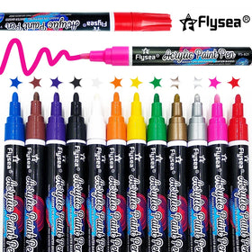 Flysea Water-Based Acrylic Paint Marker Set Colorful Aluminum Pen Tube for Art Markers